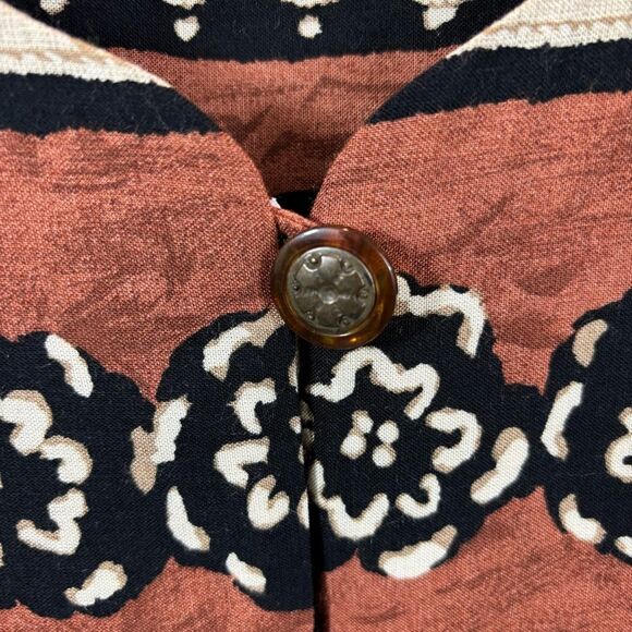 Ladies Vintage K Studio Button Down Printed Blouse with Shoulder Pads Size 16 - Picture 9 of 13